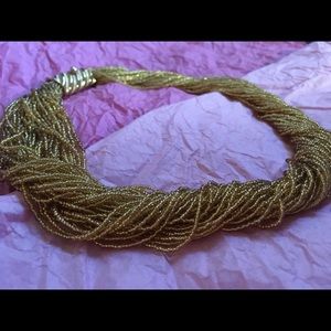 Gold Beaded Statement Necklace